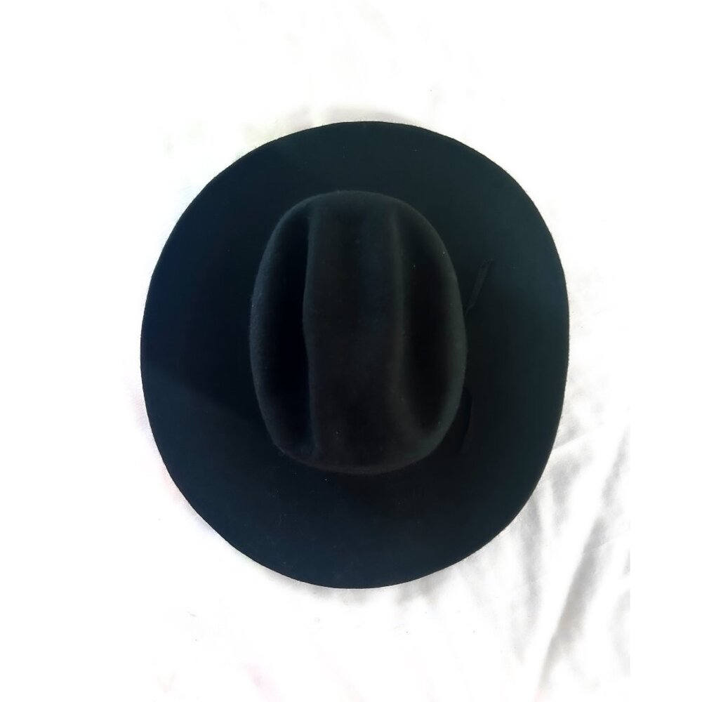 Rockmount Ranch Wear Black Wool Felt Cowboy Rodeo Hat 7 1/4 - Picture 4 of 12